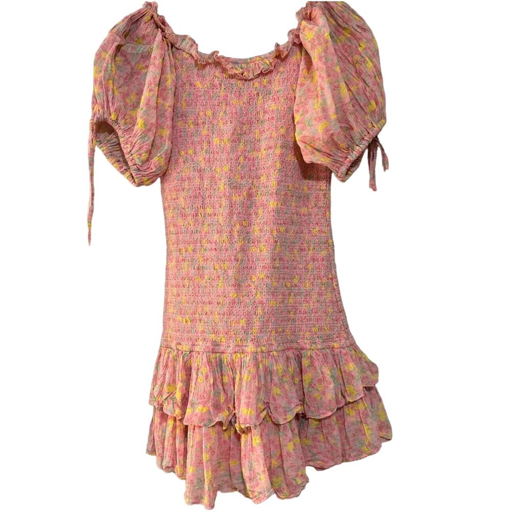Love Shack Fancy Violet Mini Dress in Melon Punch Size Small - Picture 5 of 6